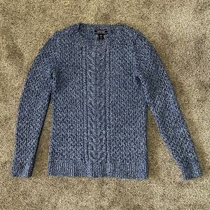 Lands' End | 100% Cotton Speckled Blue Crewneck Cable Sweater, Size Small